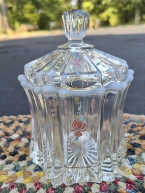 Vintage Artist-Signed Fenton Opalescent Glass Covered Candy Dish or Jar
